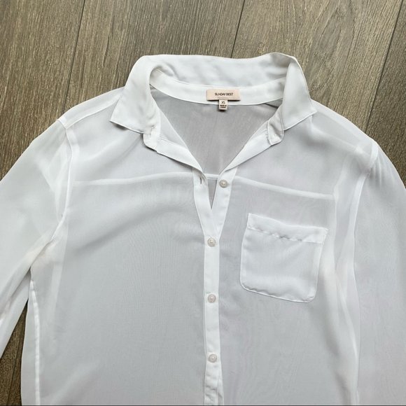 Aritzia Sunday Best Sheer White Button Down Blouse Size XS - Picture 3 of 7